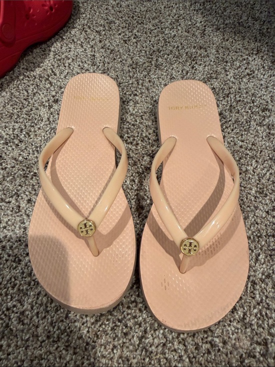 Tory Burch Shoes - Tory Burch Patent Logo Flip Flop Sandals